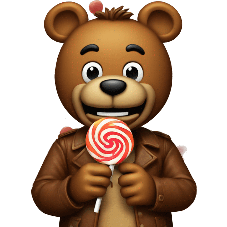 freddy fazbear eating a lolipop emoji