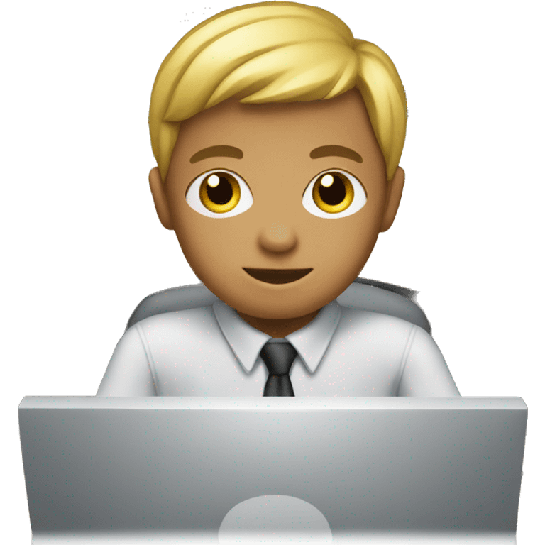 schoolboy working at computer emoji