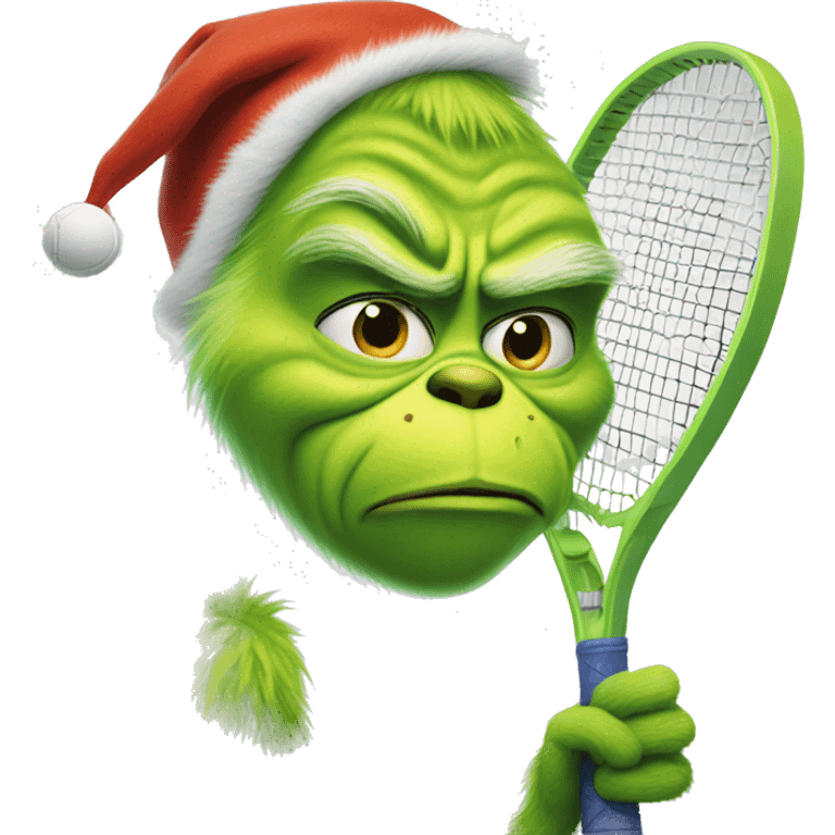 Grinch with a tennis racquet  emoji