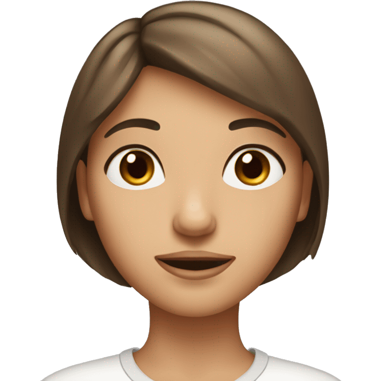 Classic emoji face girl with short brown hair, brown eyes, and long eyelashes emoji