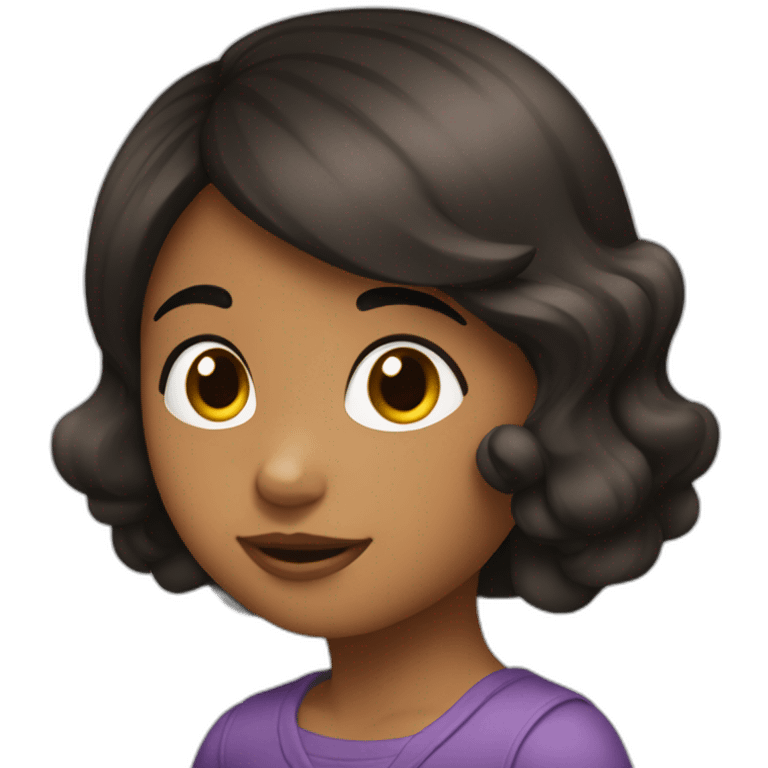 Una niña abrazando a un niño con cabello negro  emoji