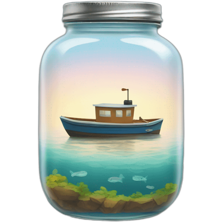 a boat floating in a jam jar emoji