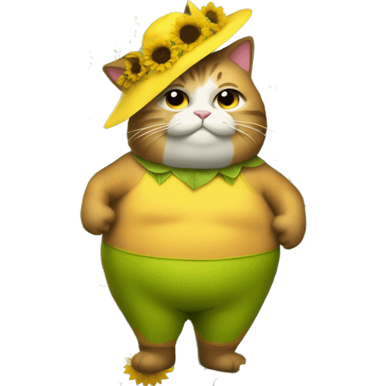 fat cat in a sunflower costume emoji