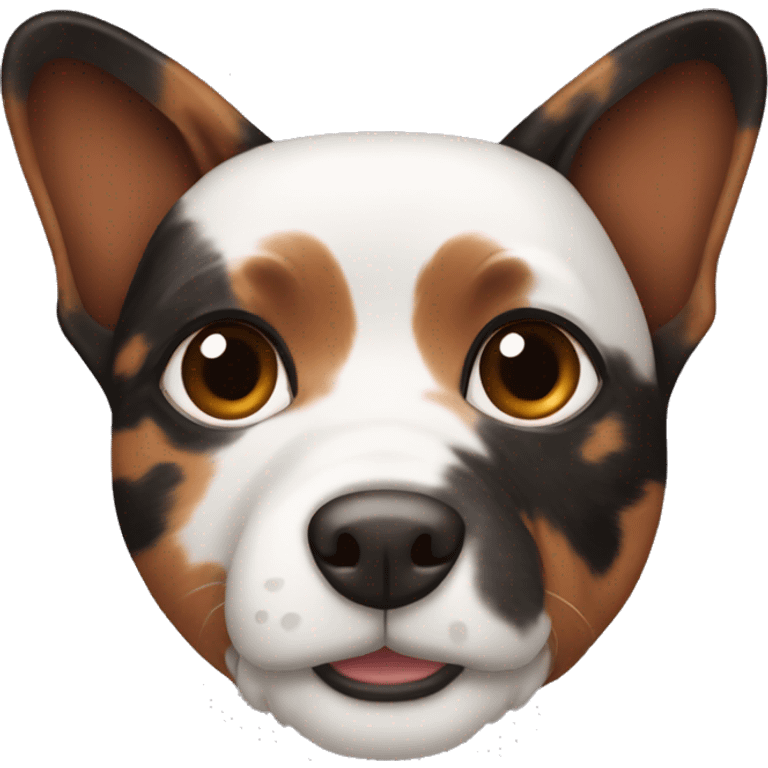 A black and brown tortoiseshell dog with pointy ears emoji