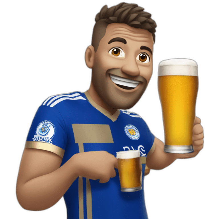 Leicester city supporter with a pint emoji