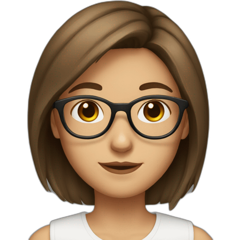 a girl with brown hair brown eyes and round glasses emoji