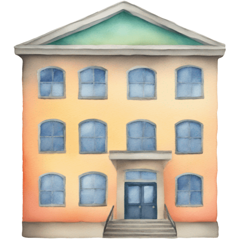 Watercolor paint school building emoji