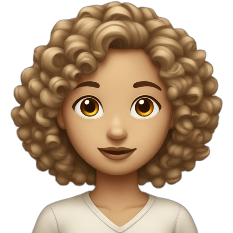 light girl with bindi dot on forehead and curly hair emoji