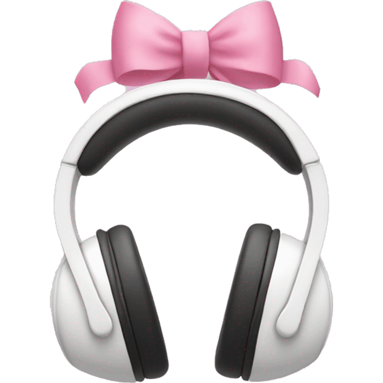 White headphones with little pink bows on each side emoji