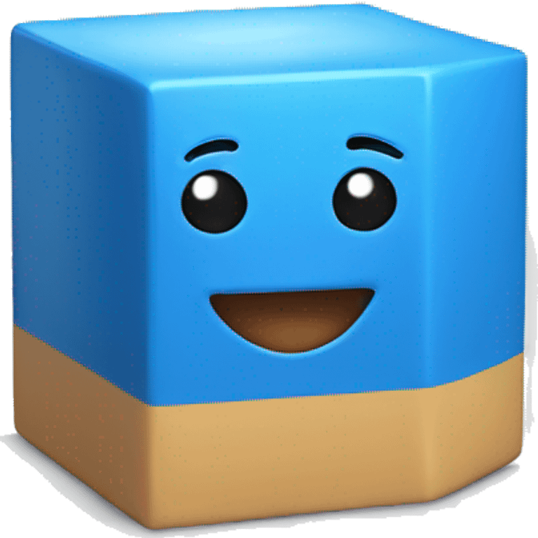 A blue cube with face emoji