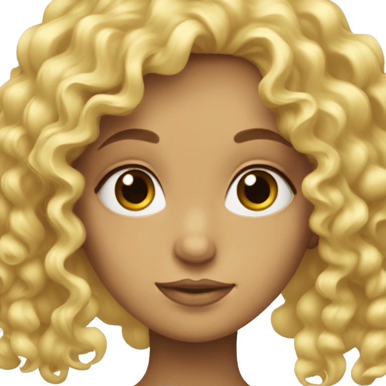 Blond curly girl with lovely eyes  emoji