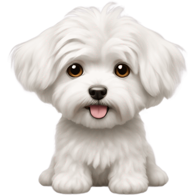 A fluffy white Maltese and maltipoo mixed small dog  emoji