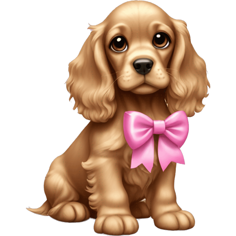 cocker spaniel puppy with a pink bow emoji