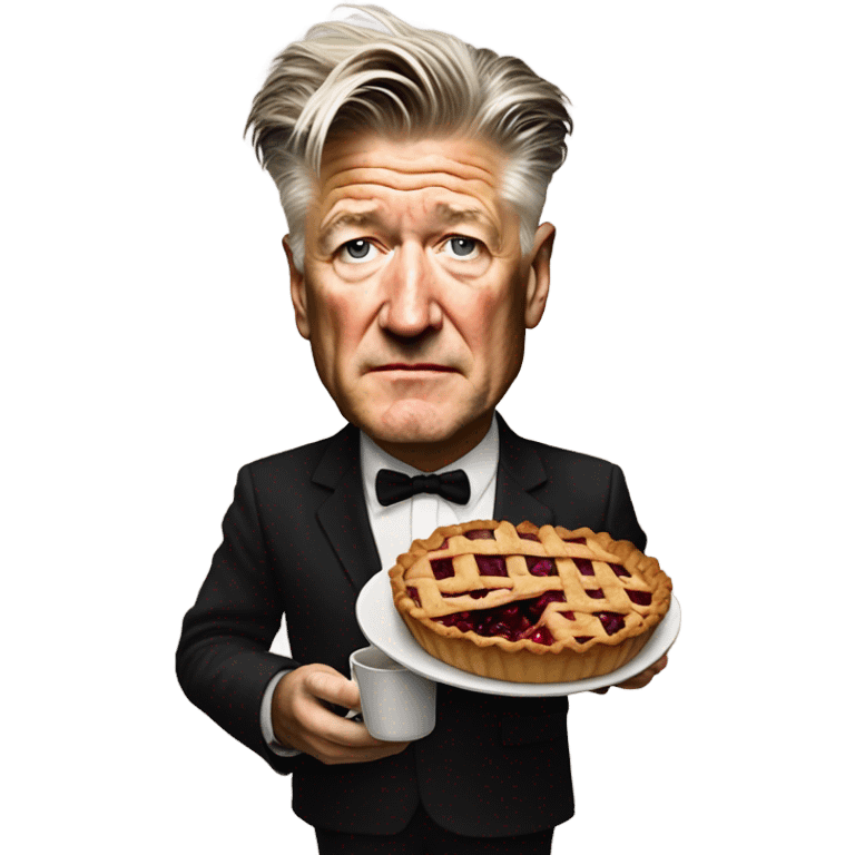 david lynch with cherry pie and coffee emoji