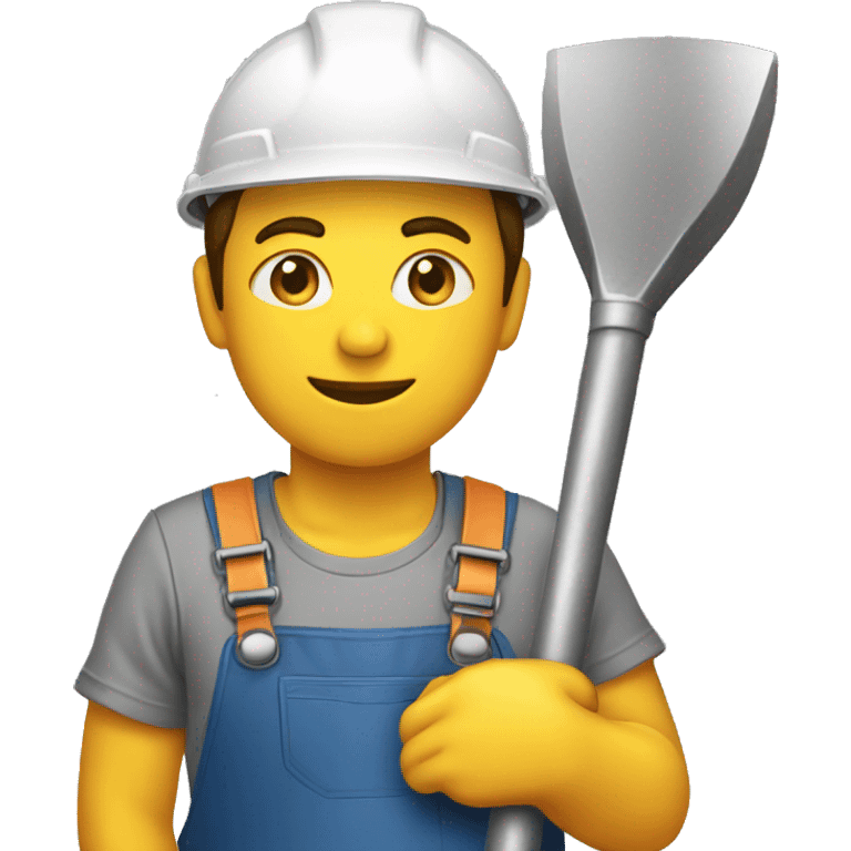 worker taking a break leaning into a shovel emoji