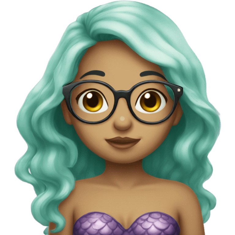 little cute mermaid kiss wearing glasses  emoji