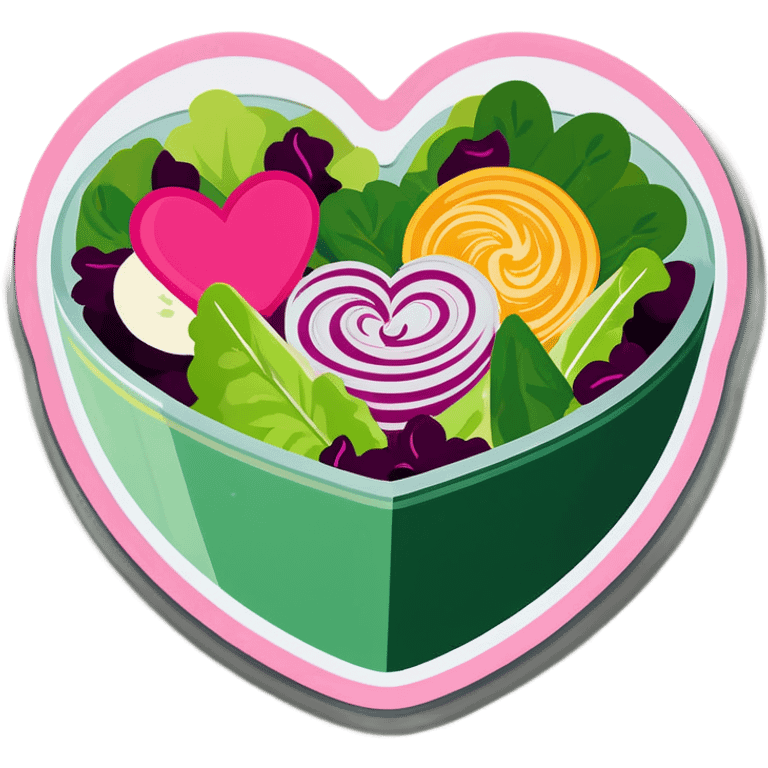 green salad in a pink heart shaped plate   emoji