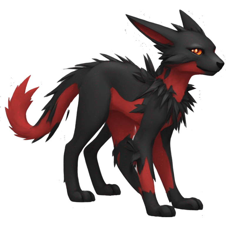 cool edgy black punk red animal hybrid Fakemon full body emoji