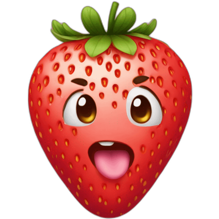 strawberry with blushing face emoji