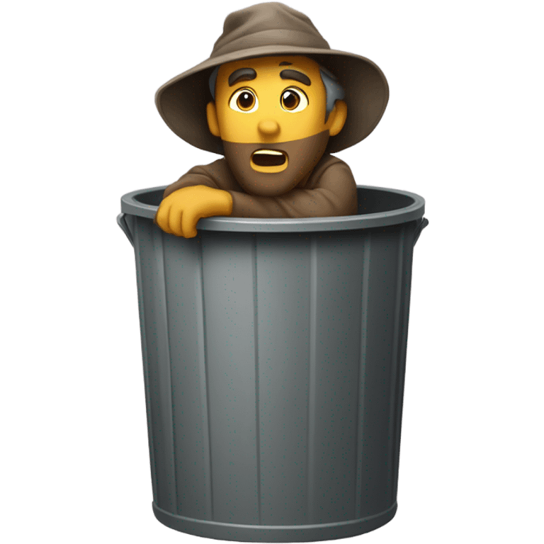 A hobo in a trash can going 80mph emoji