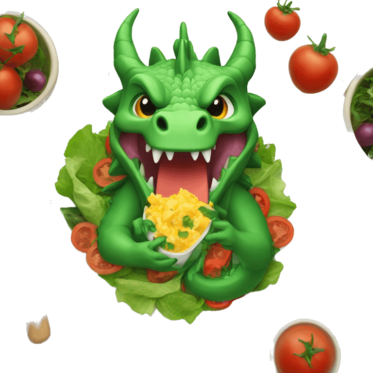 Dragon eating salad emoji