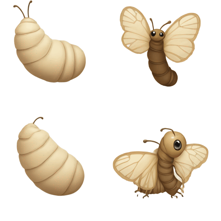 A caterpillar turning into a cocoon that turns into a butterfly- beige  emoji