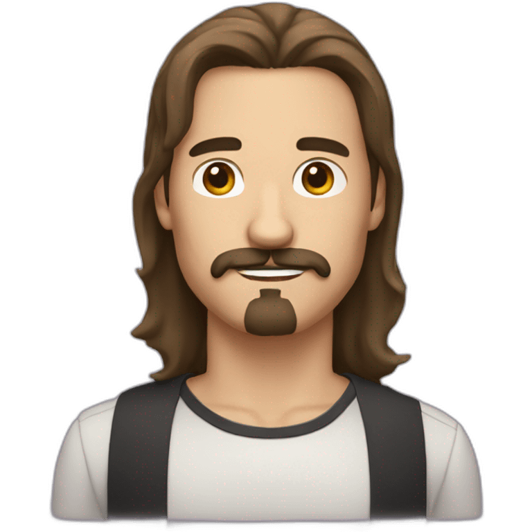 man with brown long hair and black mustache and goatee emoji