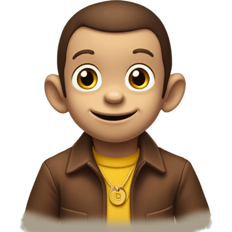 Curious George looking up with one hand on his chin and other crossed emoji