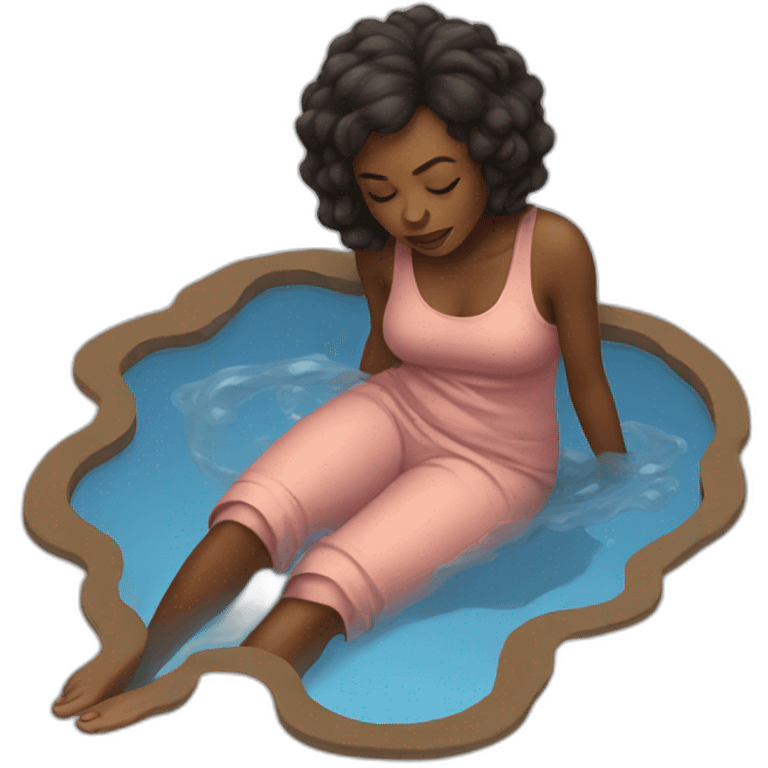 Black woman melting into a puddle emoji