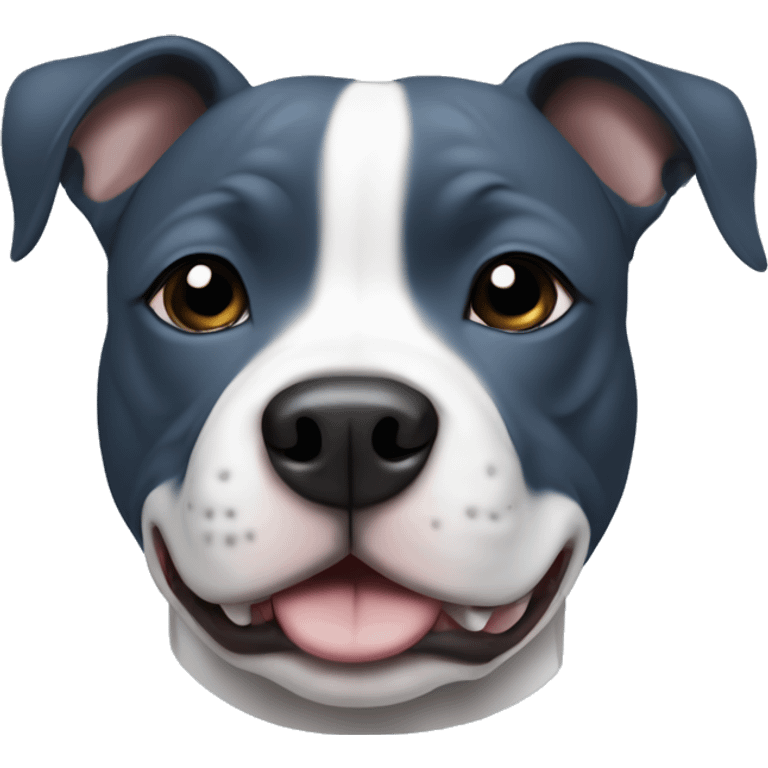 Small blue  Staffordshire bull terrier with a white j on his chest emoji