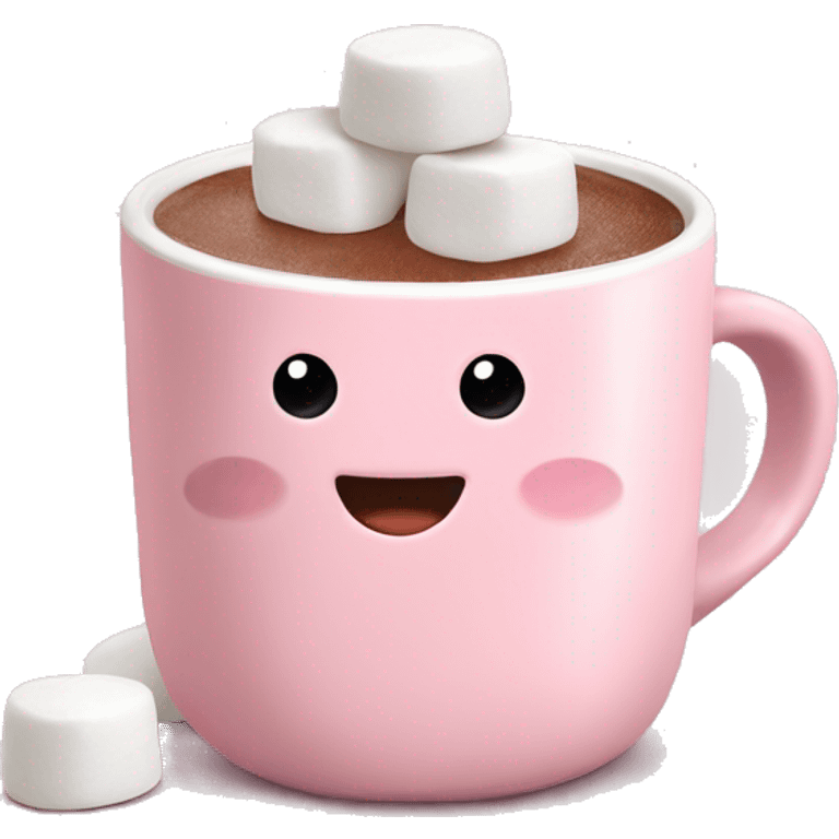 Light Pink mug of hot chocolate with marshmallows  emoji