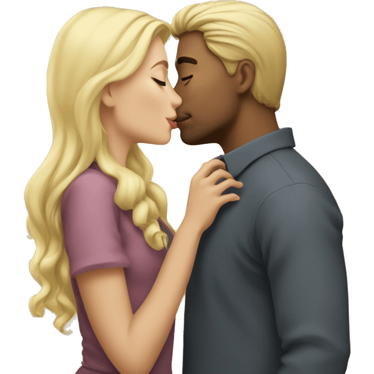 Blonde girl kisses a man emoji