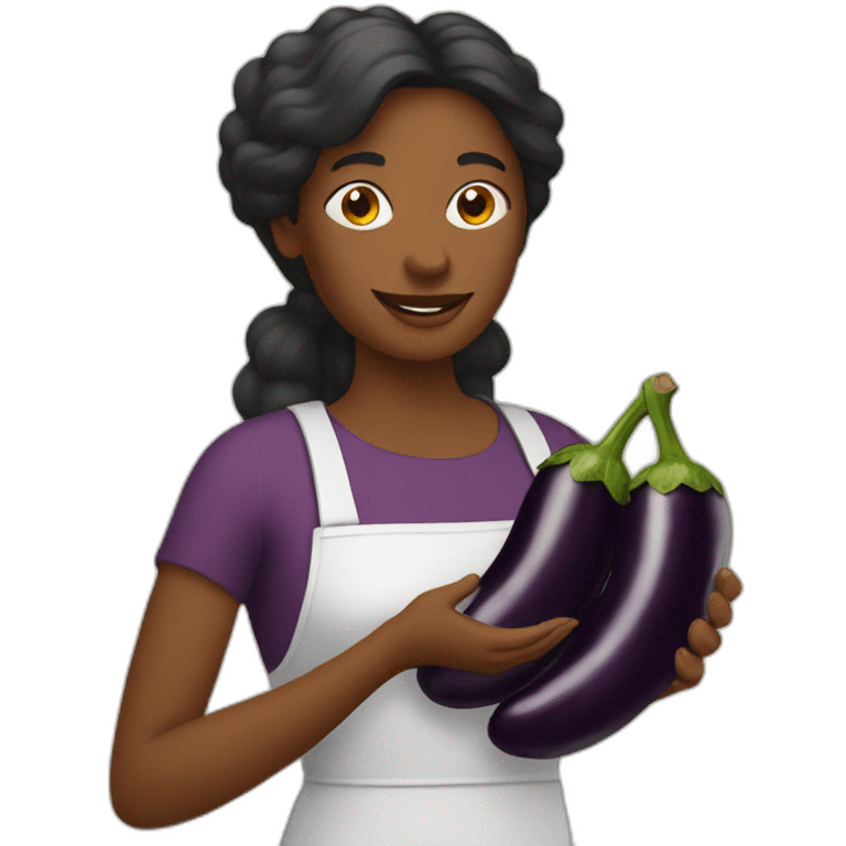 Lady holding 2 aubergines emoji