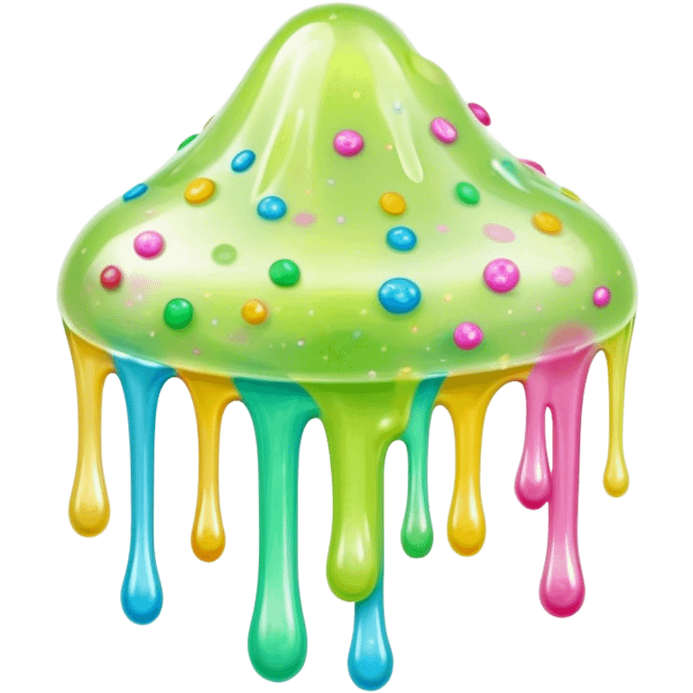 Cinematic Realistic Clear Slime Mixed with Sprinkles, ultra-transparent with suspended colorful candy-like specks, light refracting through each tiny piece, soft gelatinous texture catching highlights, stretching and bending in a mesmerizing way, glowing with a magical, almost surreal quality. emoji