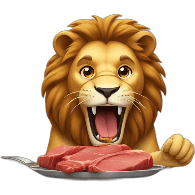 Lion eat meat emoji