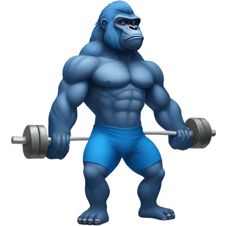 Blue gorilla lifting weights  emoji