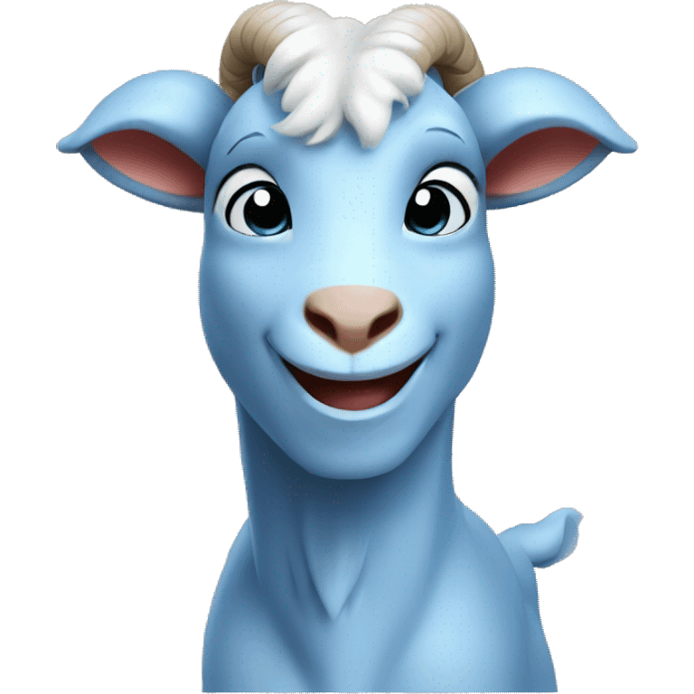 Blue goat whole body pretty smiling excited blue eyes female add superman with reddish hair emoji