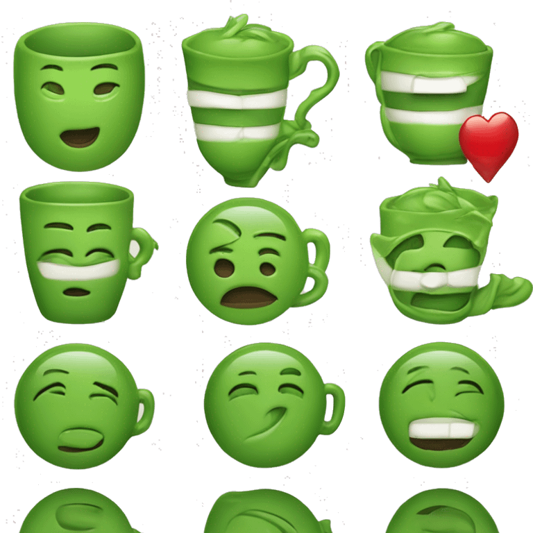 Un vert de thé avec l’emoji bisous dessus emoji