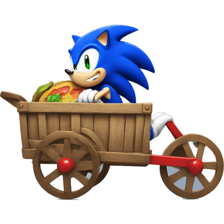 sonic the hedgehog hitting a cart emoji