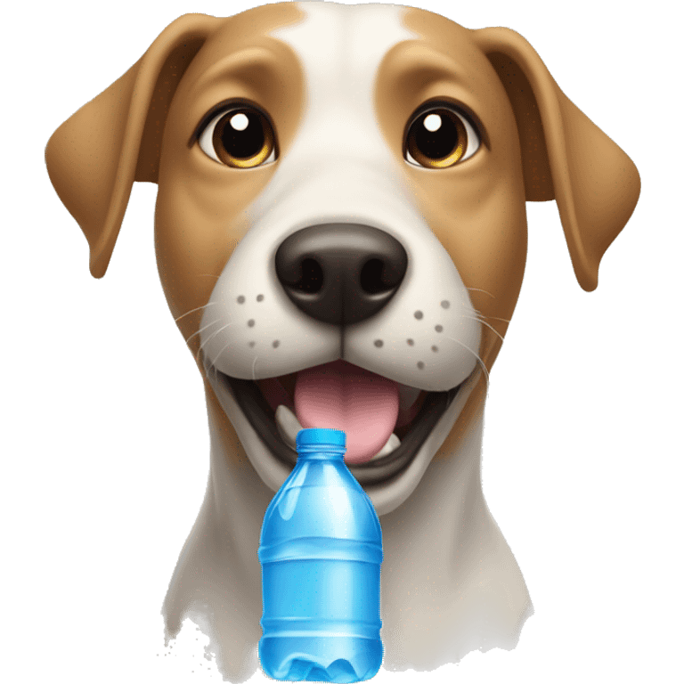 A dog with a bottle of water in its mouth emoji