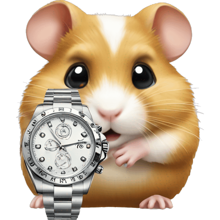 hamster looking at rolex emoji