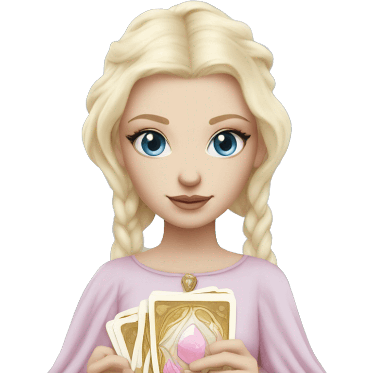 light pink tarot cards magic blonde girl white skin blue eyes  emoji