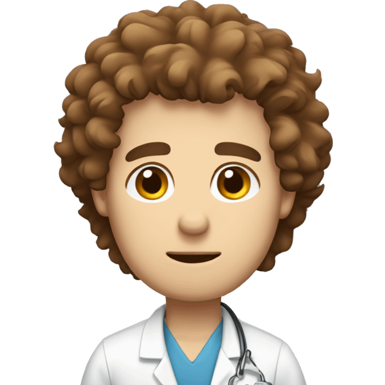 Veterinarian - male, handsome, brown fluffy hair, tired-looking, white  emoji