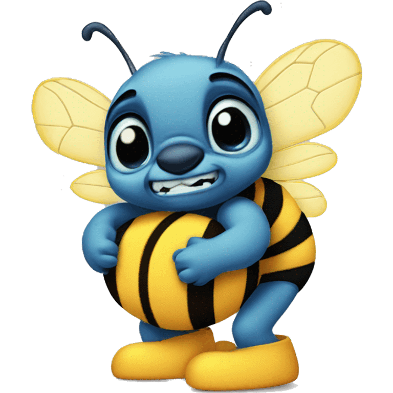 Stitch huging a bumblebee emoji