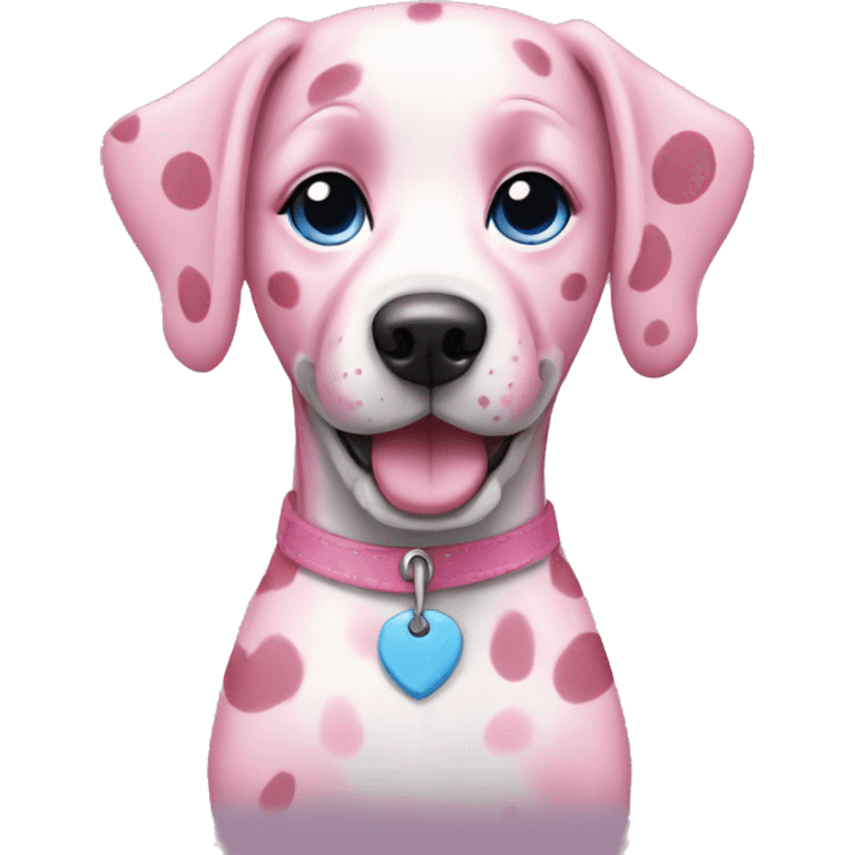 Pink and blue spotted dog emoji