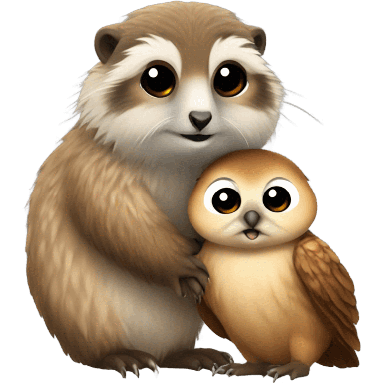 a marmot and a little owl in love emoji