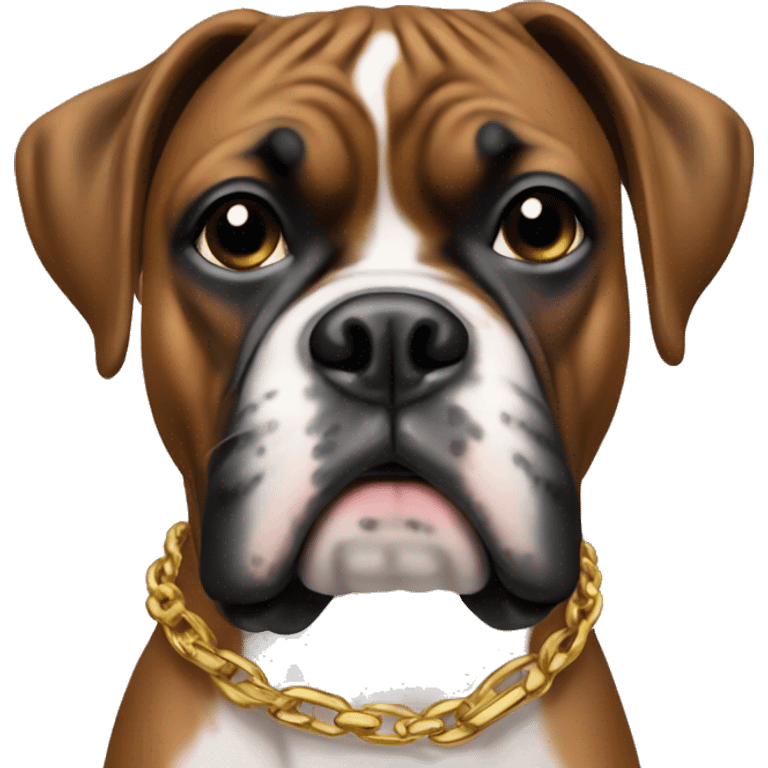 boxer dog with gold chain collar  emoji