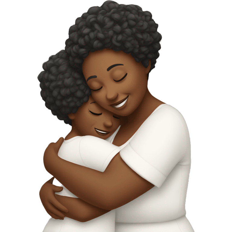 a white plus sized lady hugging her daughter  emoji