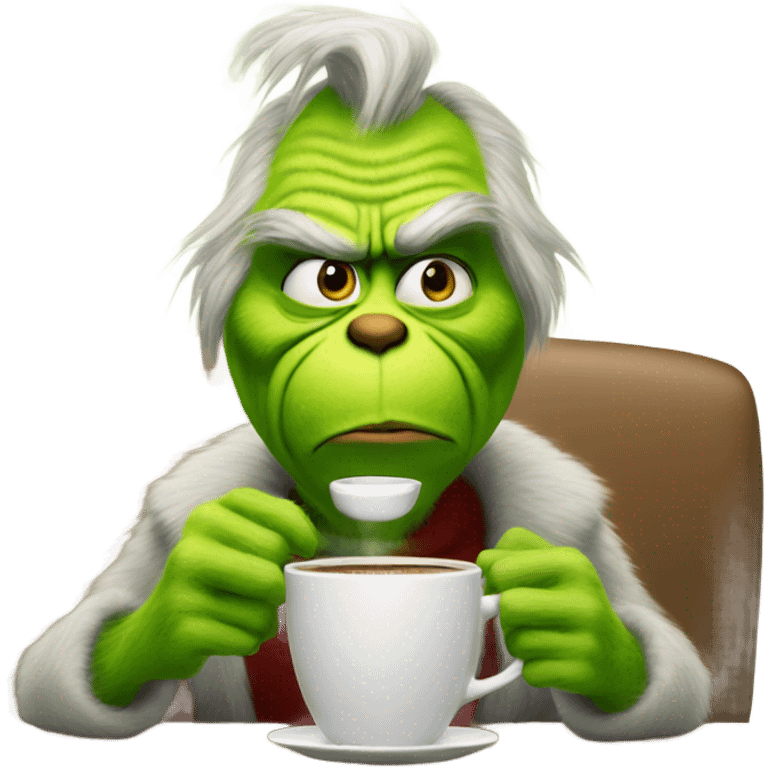 Grinch drinking coffee emoji