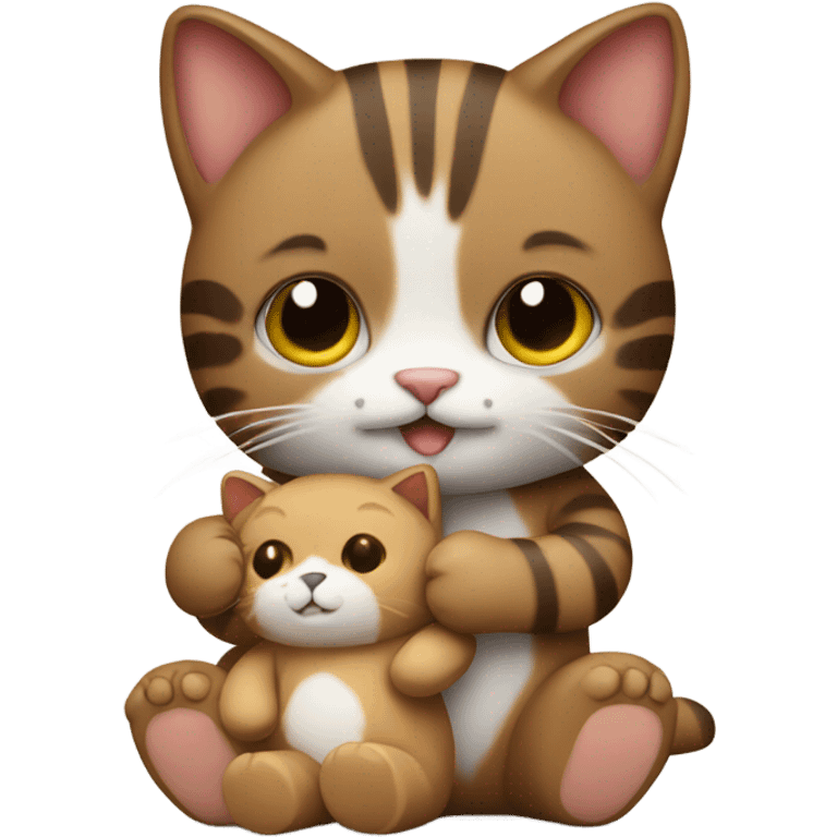 Cat holding teddy bear  emoji